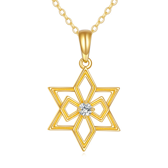 10K Gold Personalized Birthstone Star Of David Necklace for Women