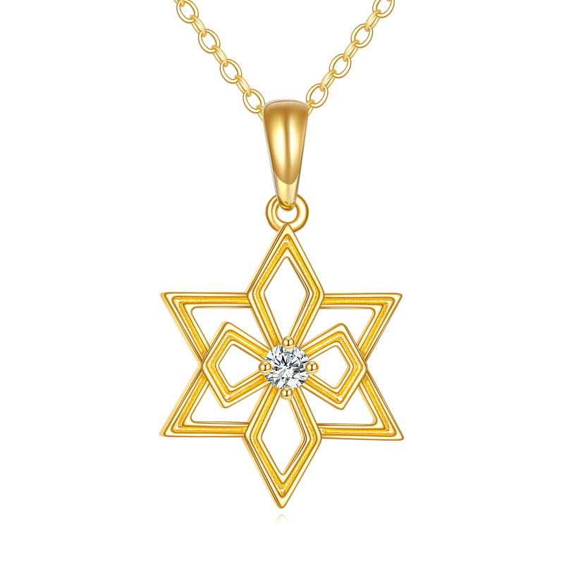 10K Gold Personalized Birthstone Star Of David Necklace for Women-6