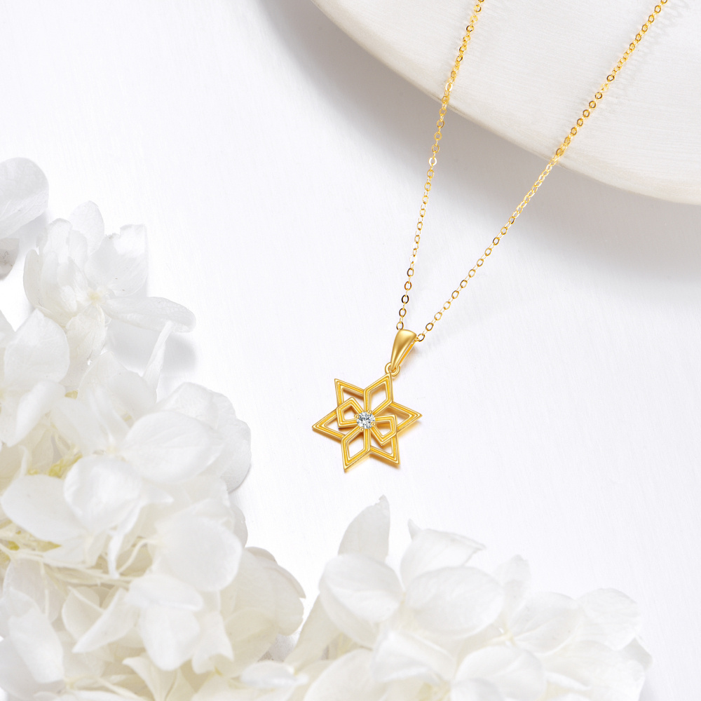Colar Estrela de David com Pedra de Nascimento Personalizada em Ouro 10K para Mulher-3