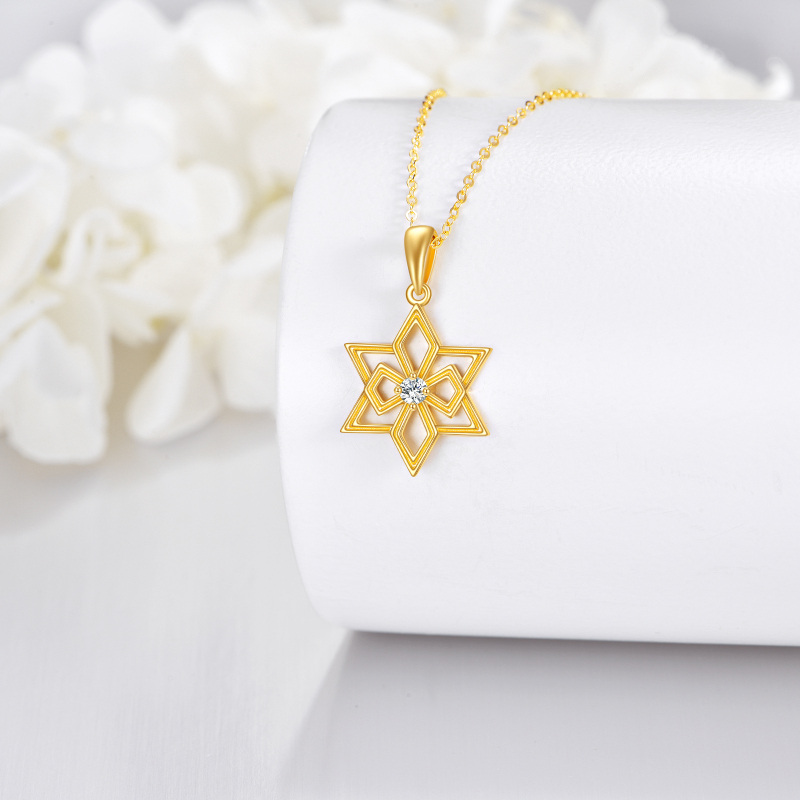 Collar de oro de 10 quilates con estrella de David personalizada con piedra natal para mujer-4