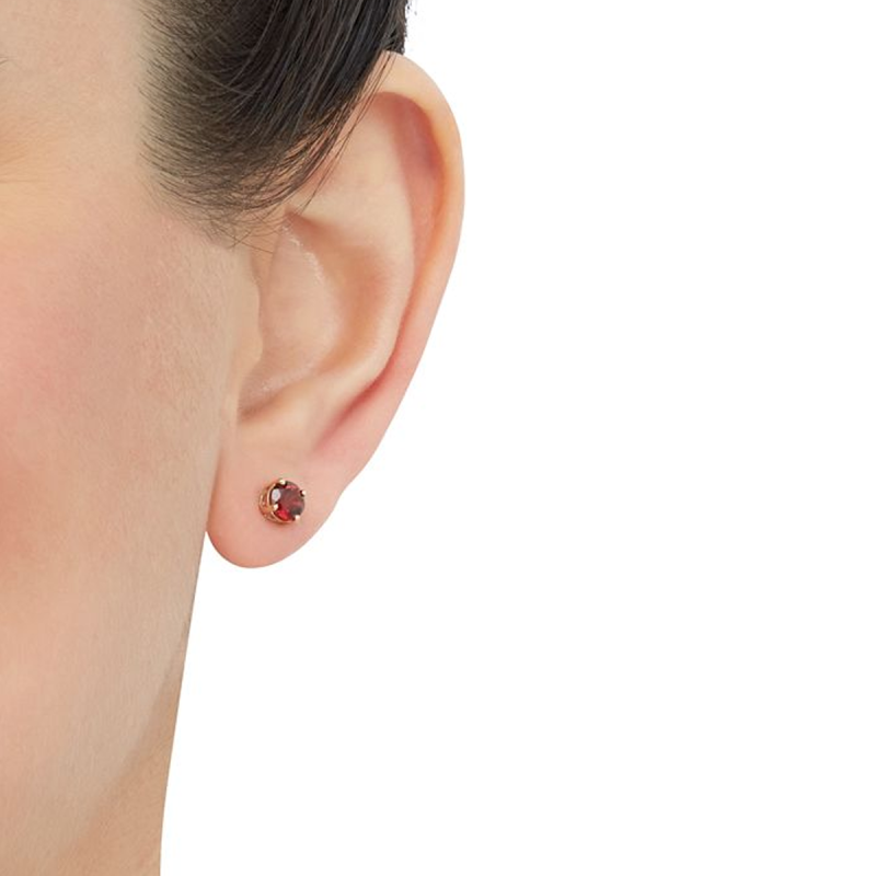 Brincos de pino com pedra de nascimento personalizada em ouro vermeil-2