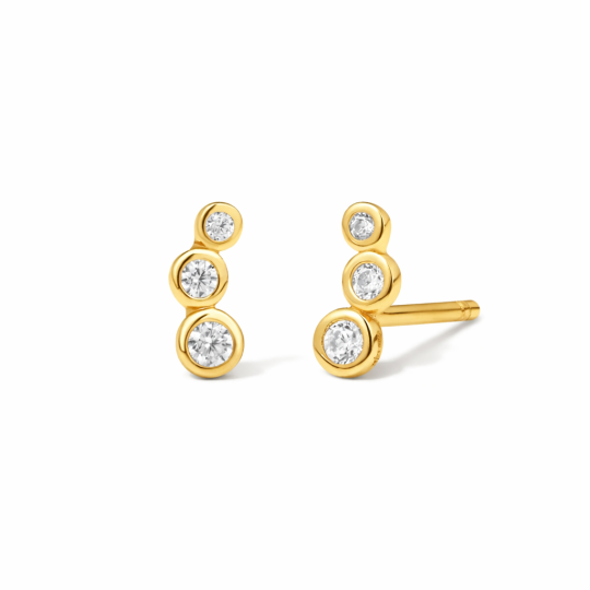 10K-Gold-Ohrringe mit kubischem Zirkonia und persönlichem Geburtsstein