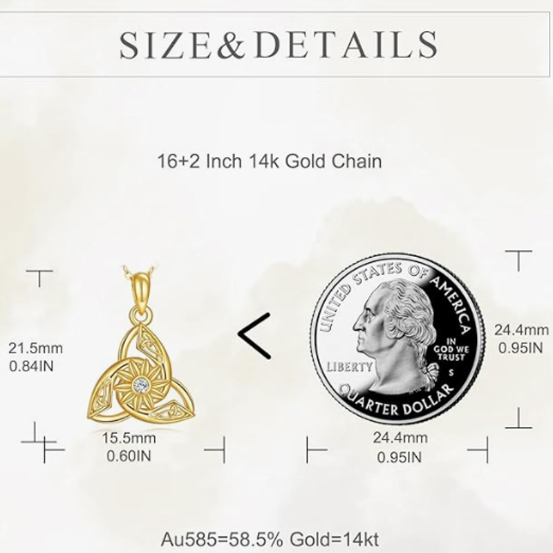 Collar de oro de 14 quilates con nudo celta en espiral y flores silvestres con piedra natal personalizada para mujer-5