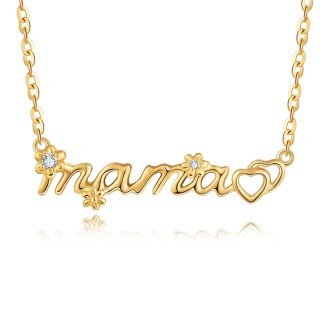 14K Gold Cubic Zirconia & Personalized Classic Name Daisy Pendant Necklace-2