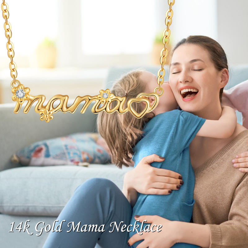 10K White Gold Cubic Zirconia & Personalized Classic Name Daisy Pendant Necklace-6