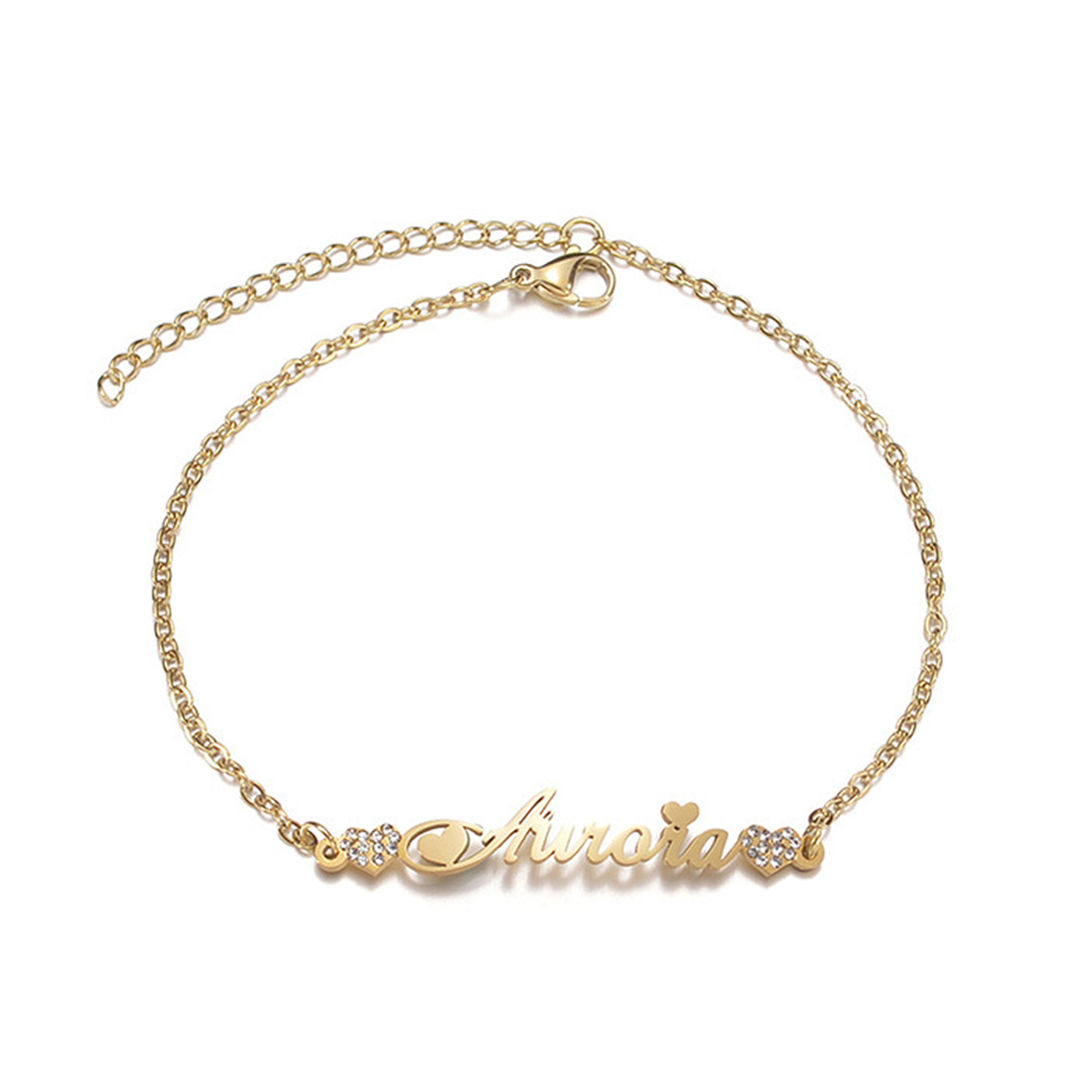 14K Gold Personalized Classic Name Pendant Bracelet-1