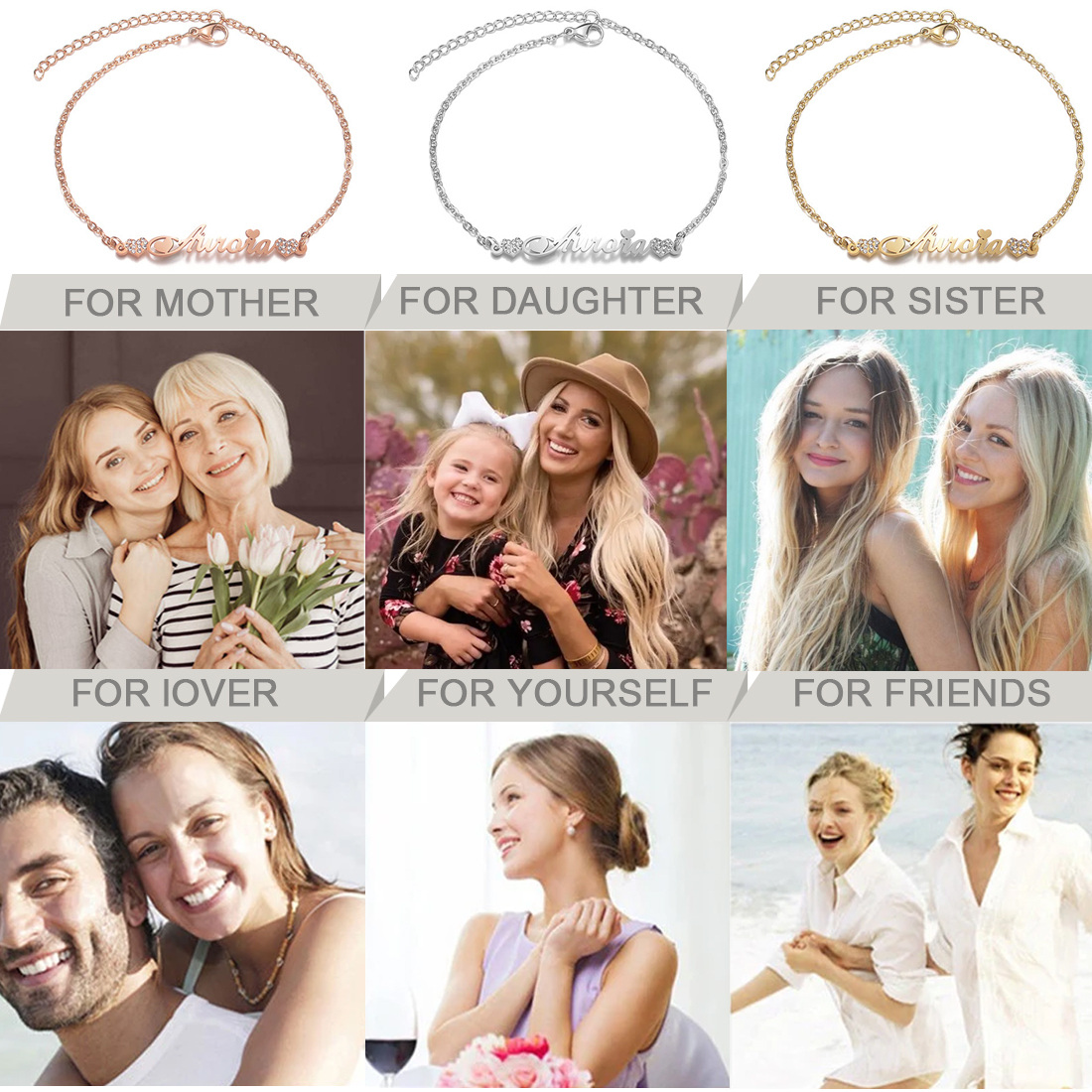 Personalisiertes klassisches Namensanhänger-Armband aus 14 Karat Gold-5