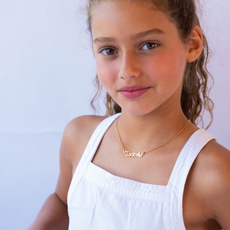 قلادة كلاسيكية مطلية بالذهب الأبيض من البلاتين مع اسم شخصي على شكل نجمة-2
