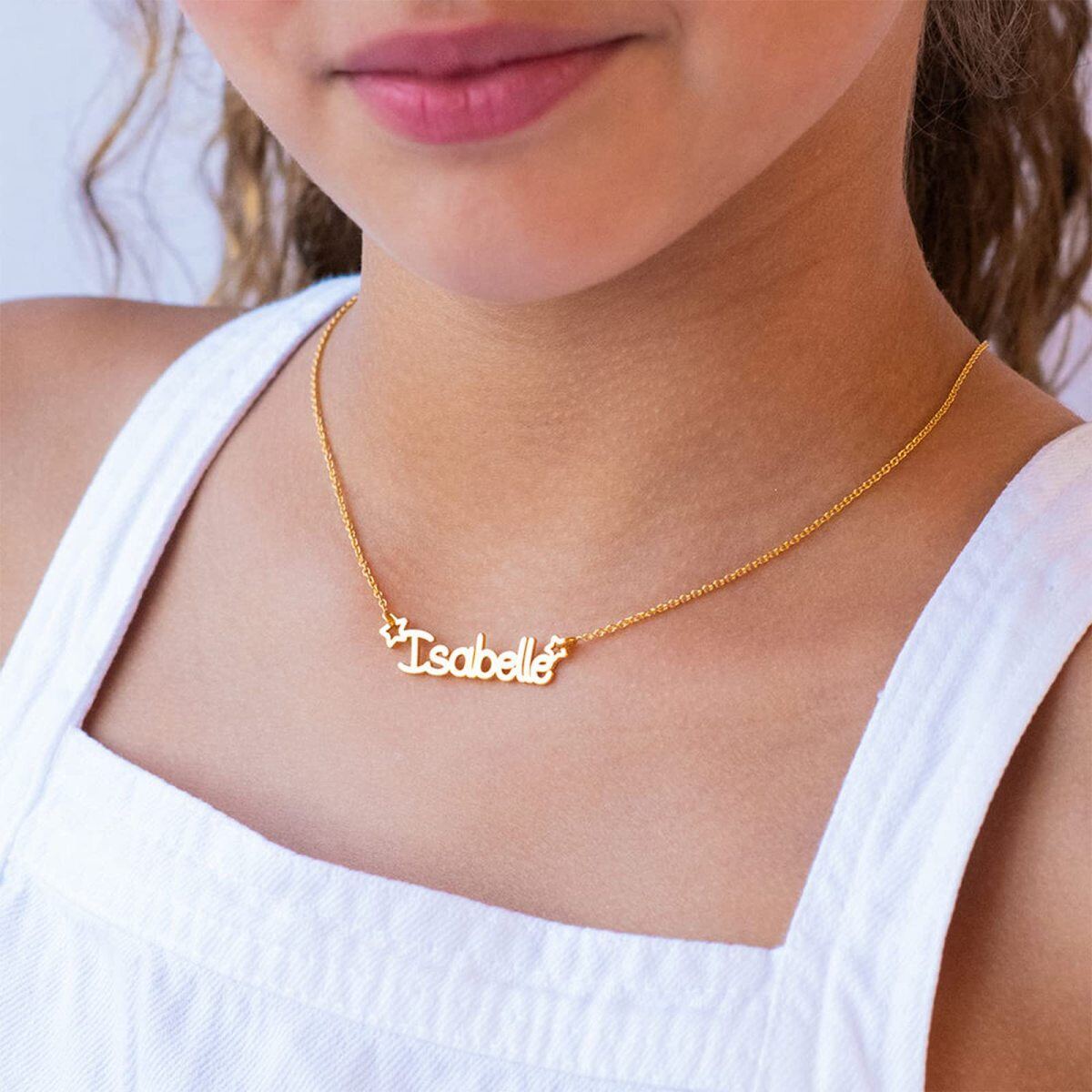 14K Gold & Personalized Classic Name Star Pendant Necklace-3