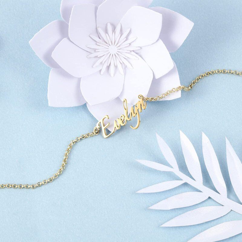 قلادة كلاسيكية مطلية بالذهب الأبيض من البلاتين مع اسم شخصي على شكل نجمة-4