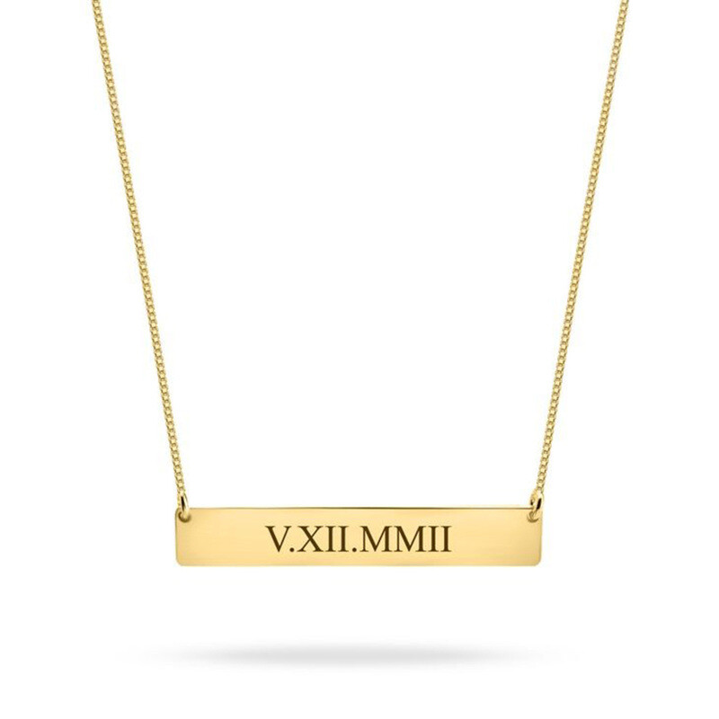 10K Oro Grabado Personalizado y Collar de Barra-1