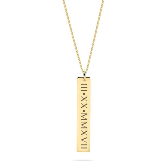 14K Gold Personalized Engraving & Bar Necklace