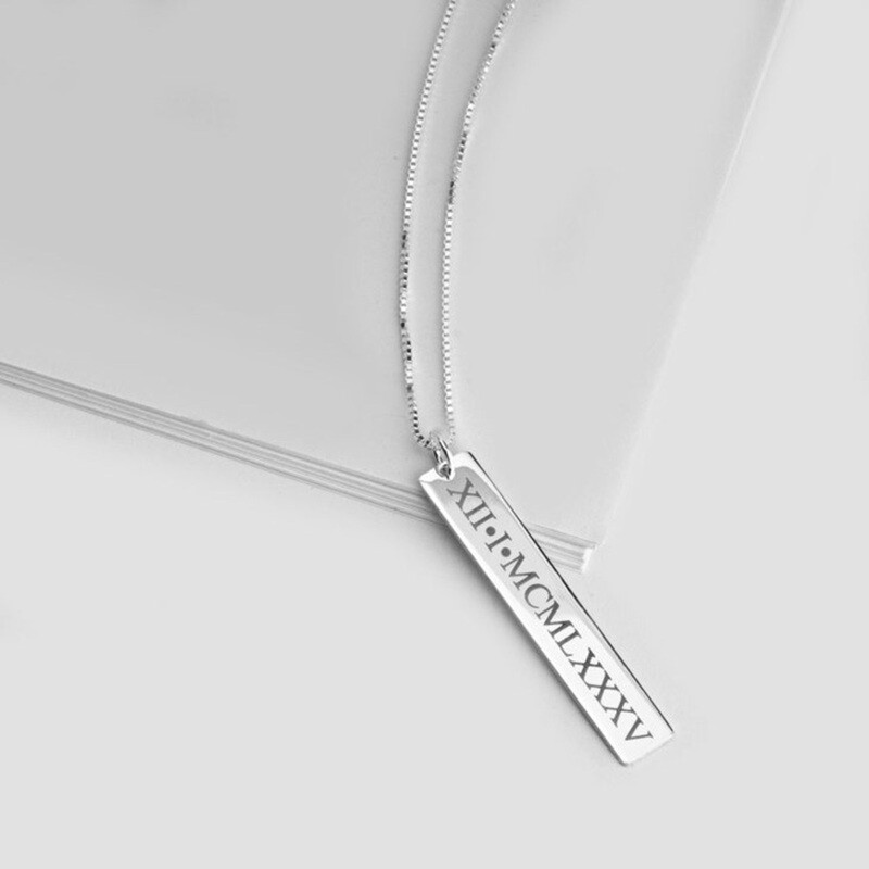 Collier de Barre en Or 14K avec Gravure Personnalisée-2