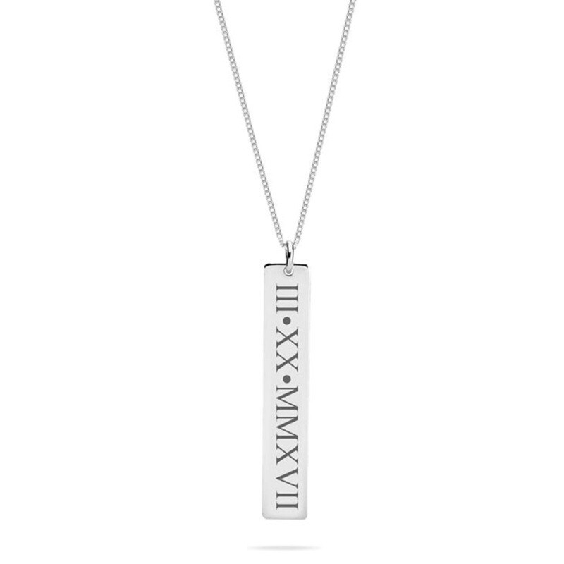 Collier de Barre en Or 14K avec Gravure Personnalisée-3