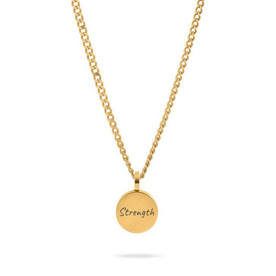 14K Gold Personalized Engraving Coin Thick Round Necklace for Men