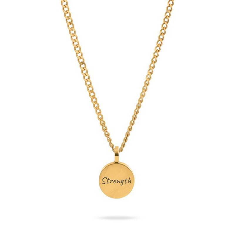 14K Gold Personalized Engraving Coin Thick Round Necklace for Men-1