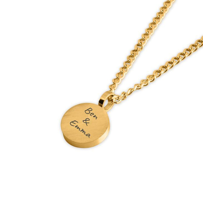 14K Gold Personalized Engraving Coin Thick Round Necklace for Men-2