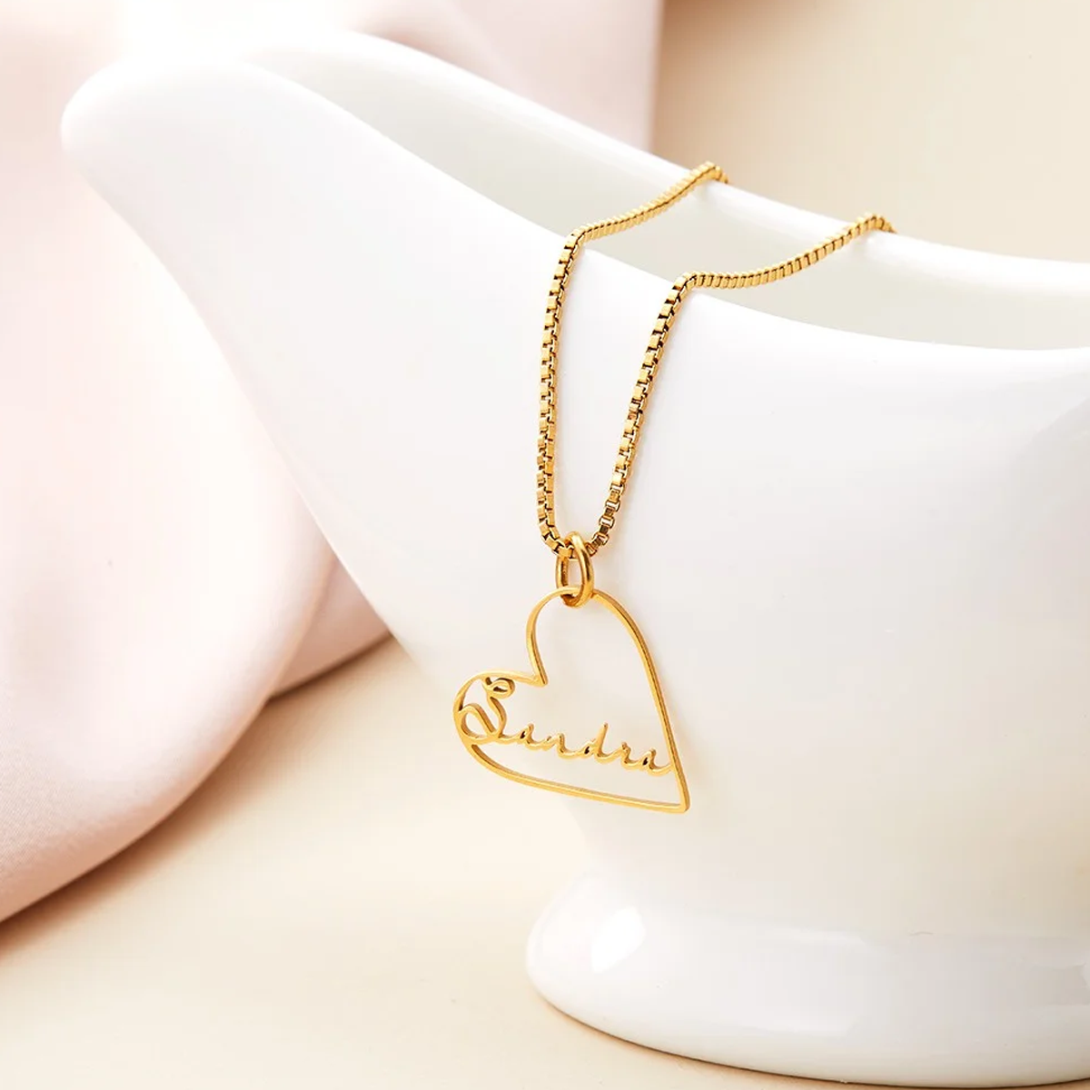 14K Gold Personalized Engraving & Couple & Mother & Sisters & Heart Pendant Necklace-2