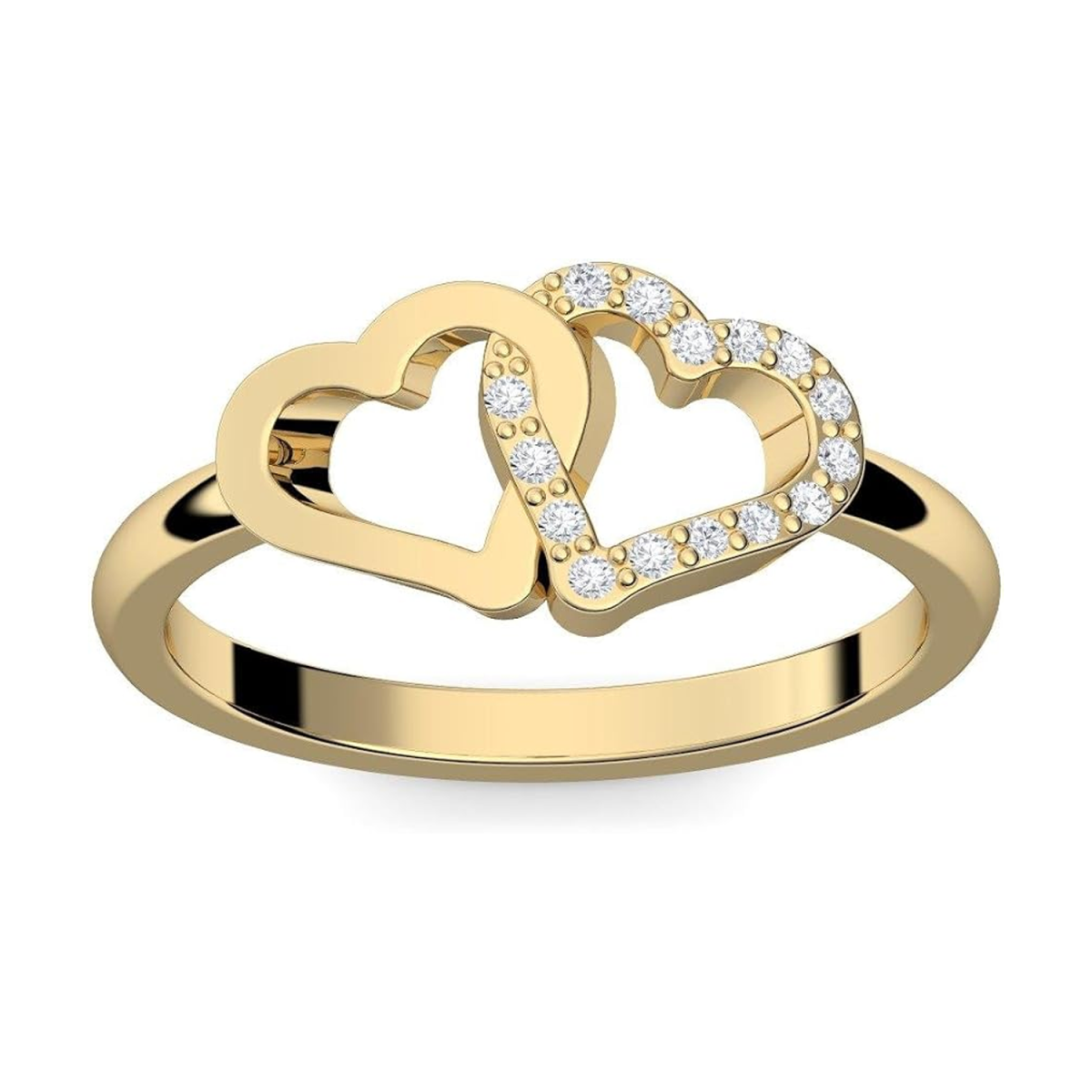 Gold Vermeil Personalized Engraving Heart With Heart Ring-1