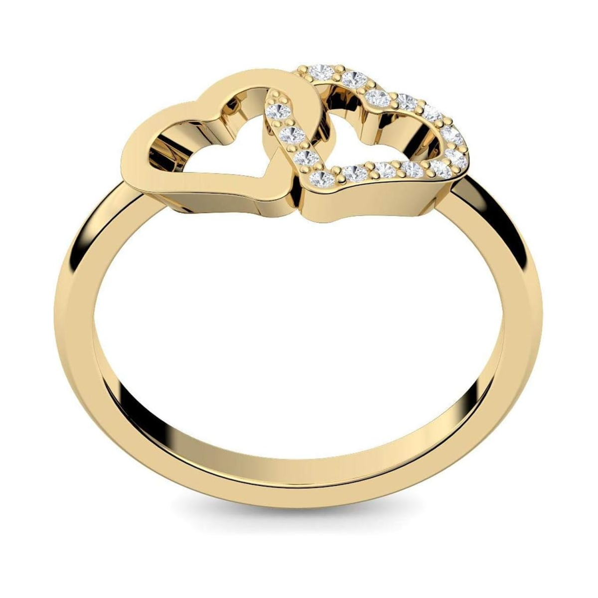 Gold Vermeil Personalized Engraving Heart With Heart Ring-2