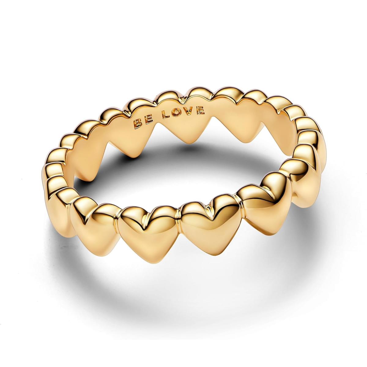 Gold Vermeil Personalized Engraving Heart With Heart Ring for Women-2