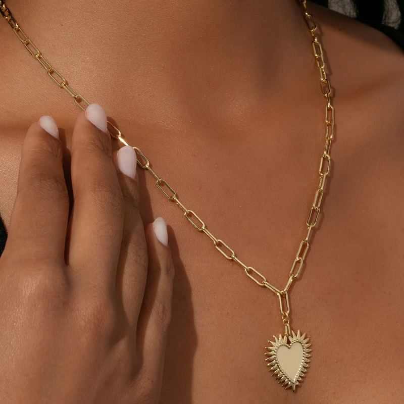 10K White Gold Personalized Engraving & Couple & Heart Pendant Necklace-3