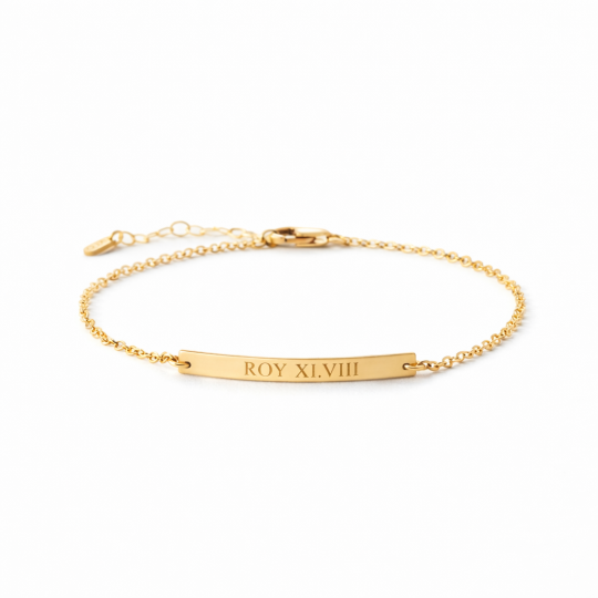 14K Gold Personalized Engraving Identification Bracelet
