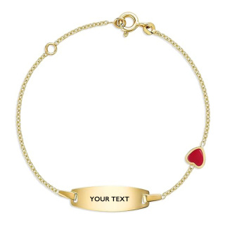 Pulsera de identificación con grabado personalizado en oro de 14 quilates para mujer-1