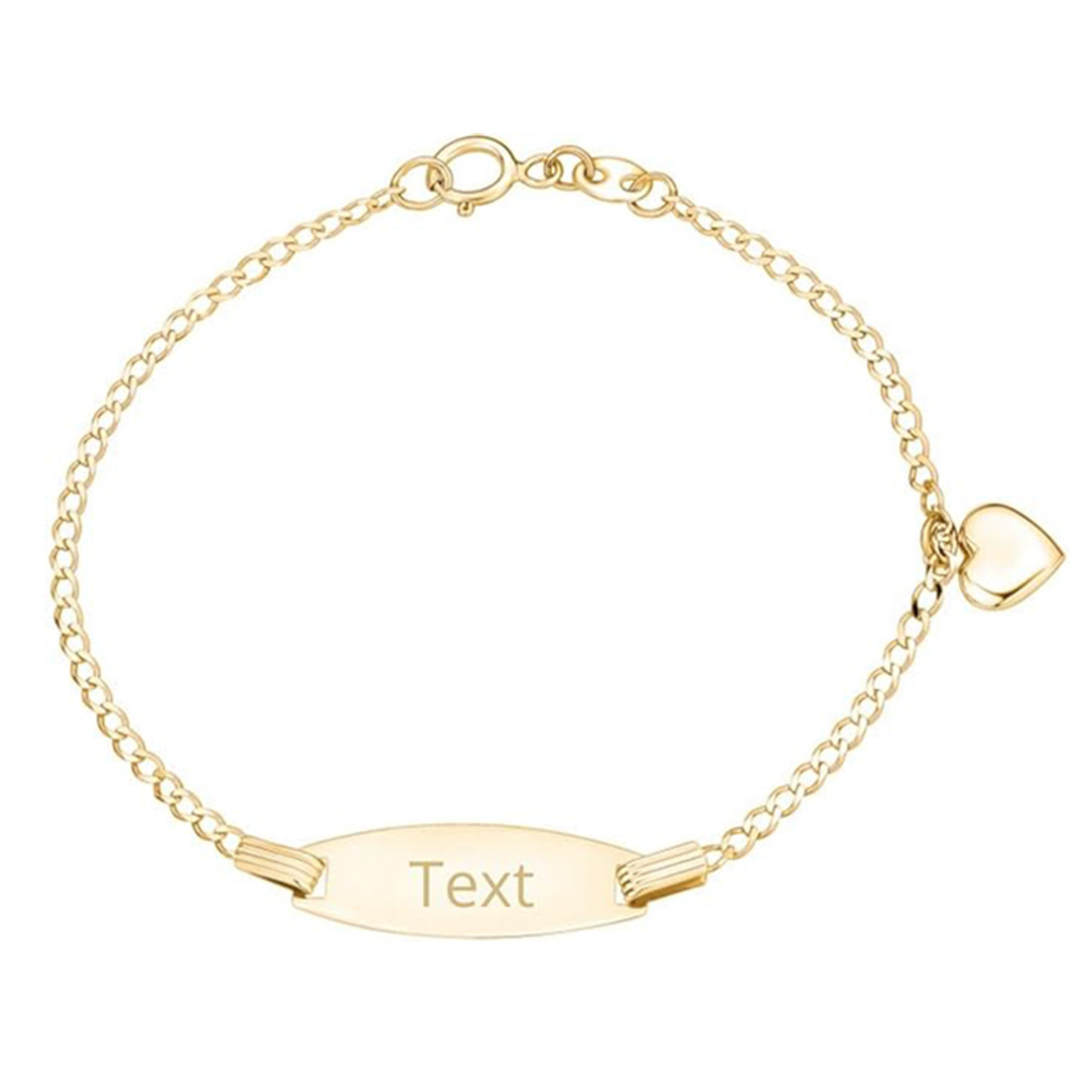 Pulsera de identificación con grabado personalizado en oro de 14 quilates para mujer-1