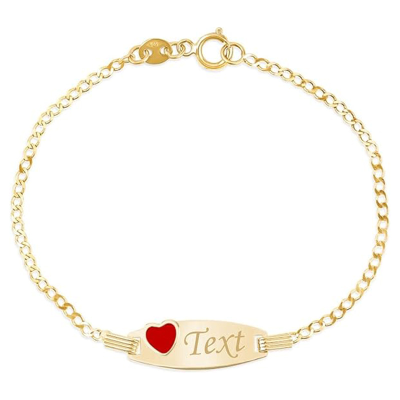 Pulsera de identificación con grabado personalizado en oro de 14 quilates para mujer-1