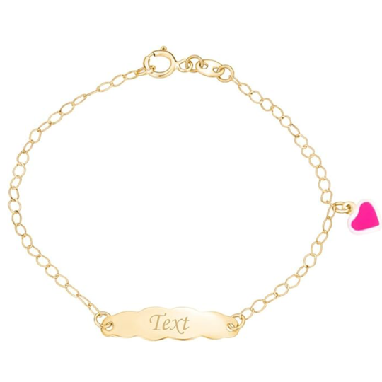 Pulsera de identificación con grabado personalizado en oro de 14 quilates para mujer