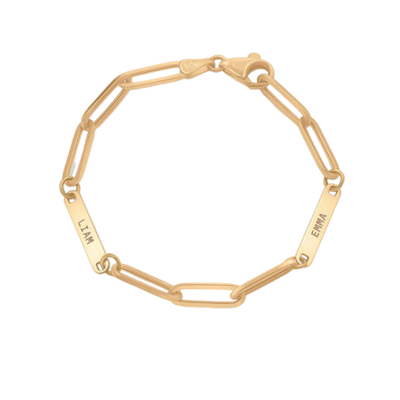 Pulsera de identificación con grabado personalizado en oro de 14 quilates para mujer-1