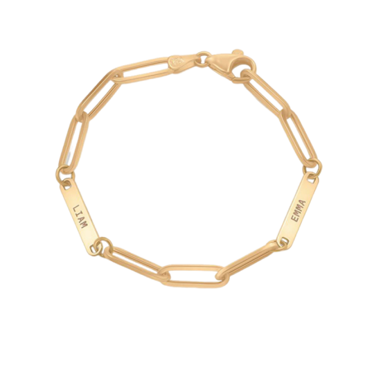 Bracelet d'identification pour femmes en or 14K avec gravure personnalisée