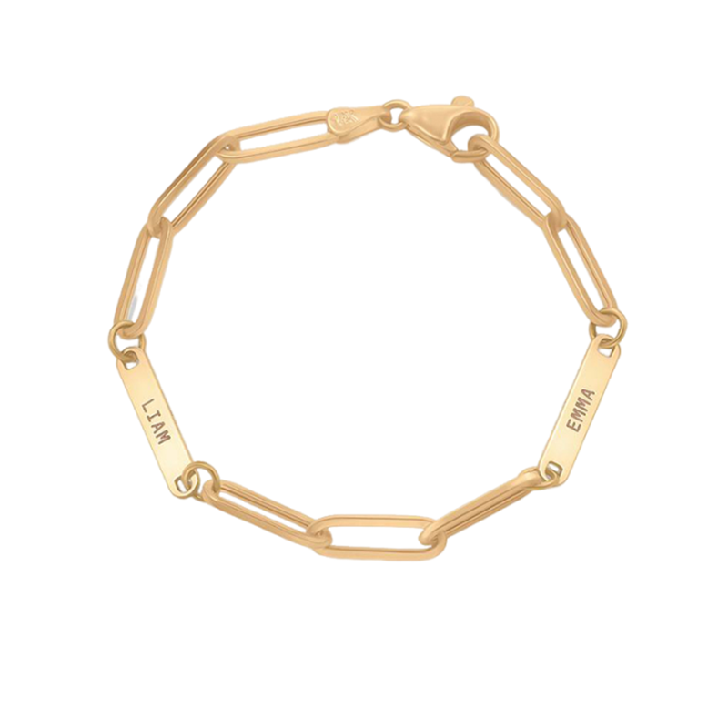 Pulsera de identificación grabada personalizada en oro de 10 quilates para mujer-3