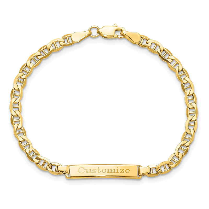 Bracciale identificativo personalizzato con incisione in oro 14K per donna-1