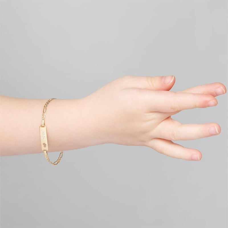 10K Gold Personalized Engraving Identification Bracelet for Women-2