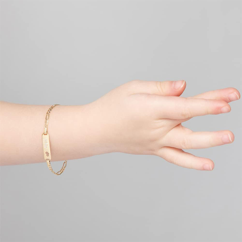 Bracciale identificativo personalizzato con incisione in oro 14K per donna-2