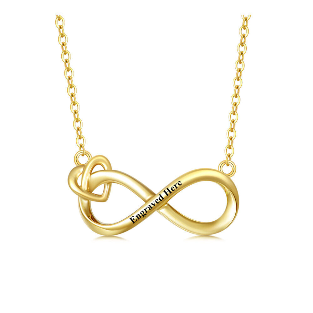 Colar com pingente de símbolo infinito em ouro 14K e gravação personalizada-1