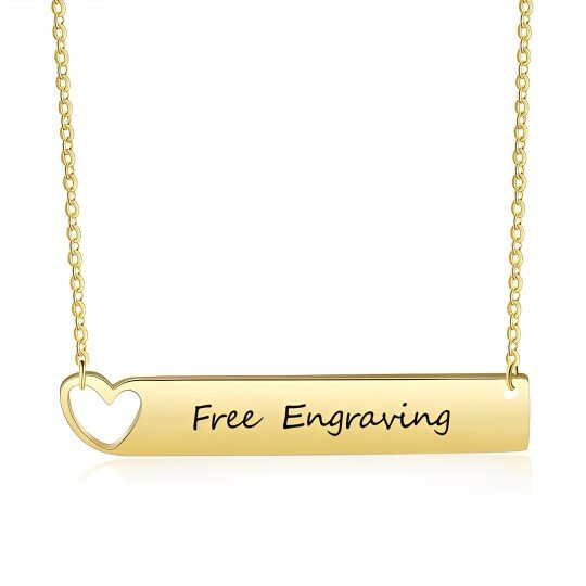 14K Goud Gepersonaliseerde Gravure & Oneindigheidssymbool Staafketting