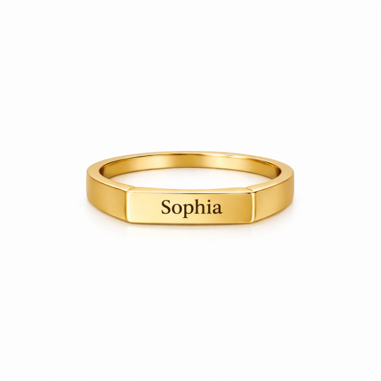 10K Gold Personalized Engraving & Personalized Initial Letter Initial Ring