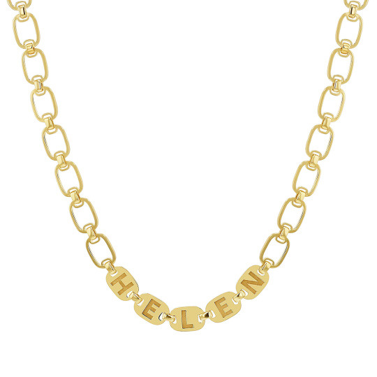 Collier chaîne en forme de trombone en or 10K avec gravure personnalisée du nom