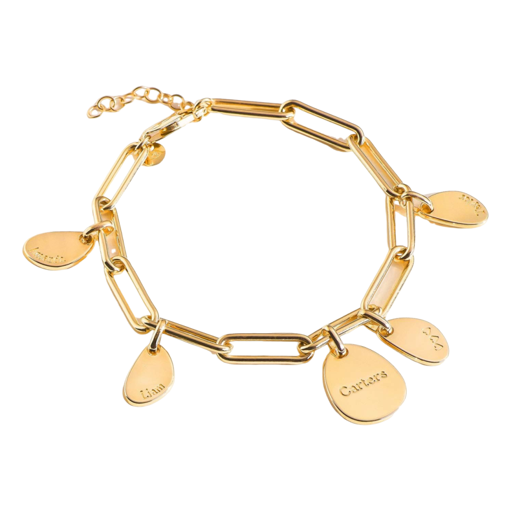 Pulsera con colgante grabado personalizado en oro de 10 quilates para mujer-1