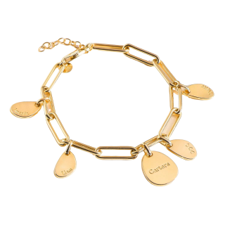 10K Gold Personalized Engraving Charm Bracelet for Women-8