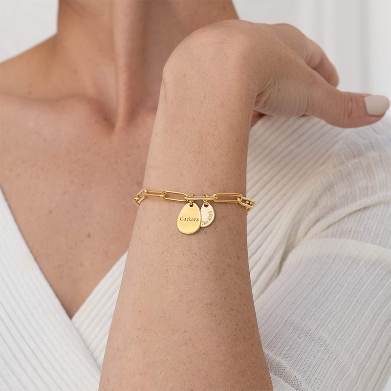 14K gouden gepersonaliseerde gegraveerde hangerarmband voor vrouwen-3