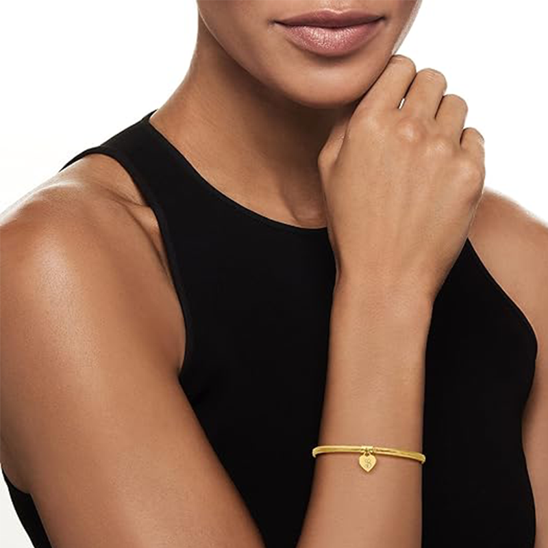 Pulseira com pingente de gravação personalizada em ouro 14K para mulheres-2