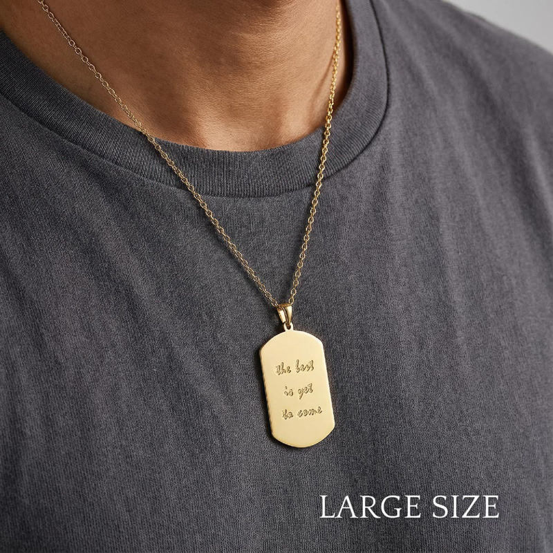 18K-Gold-Halskette mit personalisierter Gravur für Herren-2