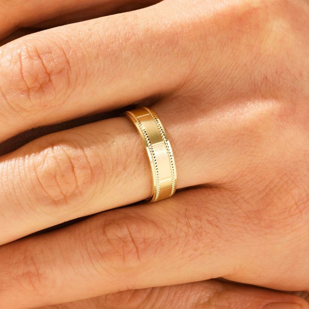 Anel de ouro 10K com gravação personalizada para homem-2