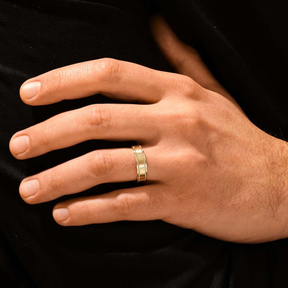 Anel de ouro 10K com gravação personalizada para homem-3