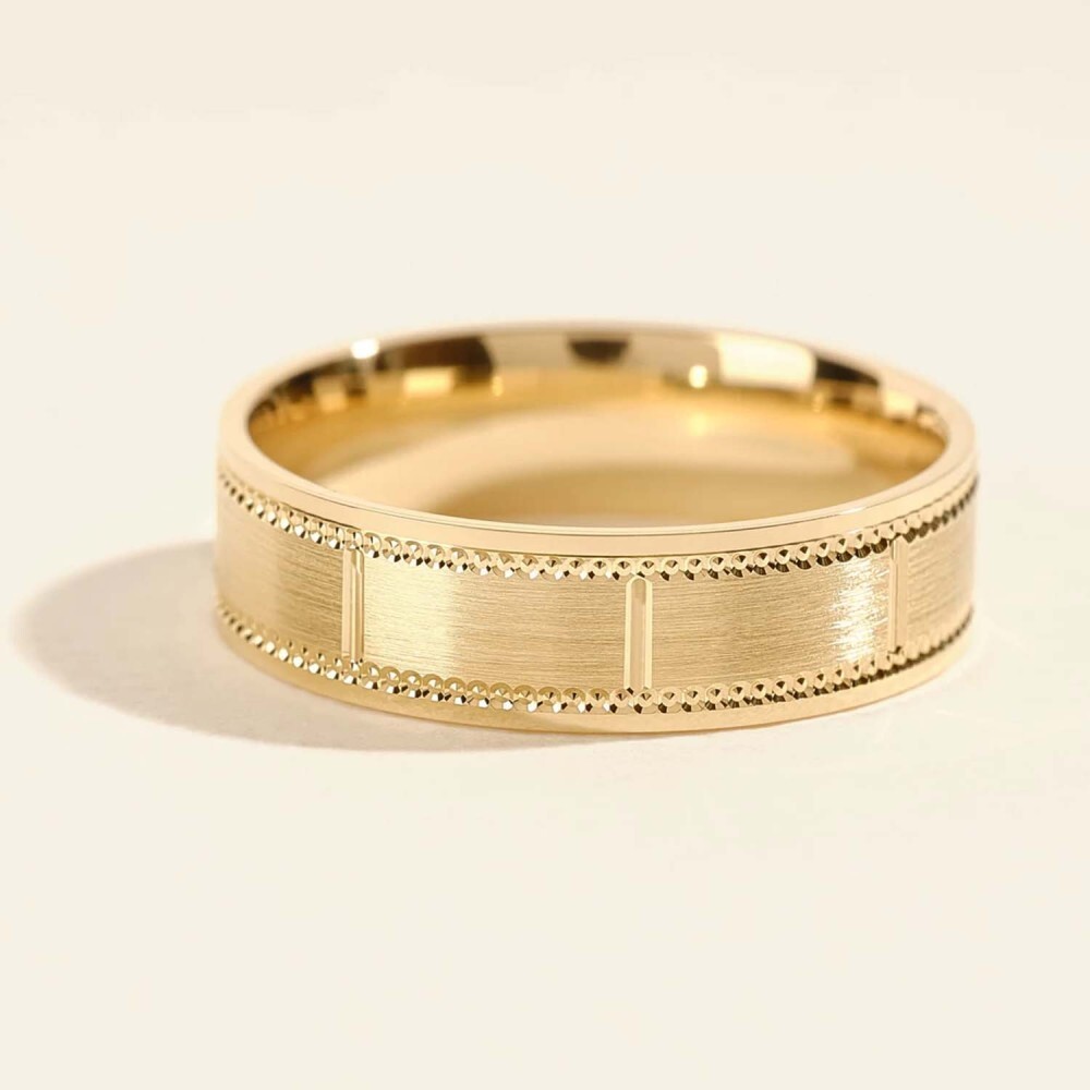 Anel de ouro 10K com gravação personalizada para homem-4