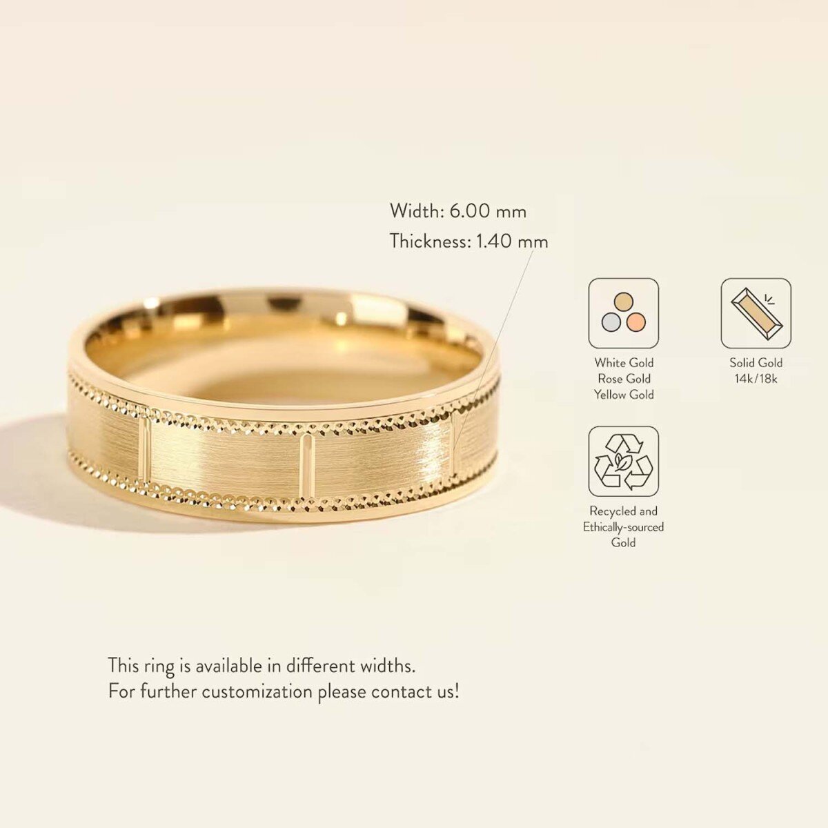 14K Gold Personalisierte Gravur Ring für Männer-5